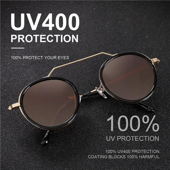 OKH Sunglasses for Women Men, Round Frame, Vintage Cute Classic Sun Glasses, Out - Picture 6 of 7